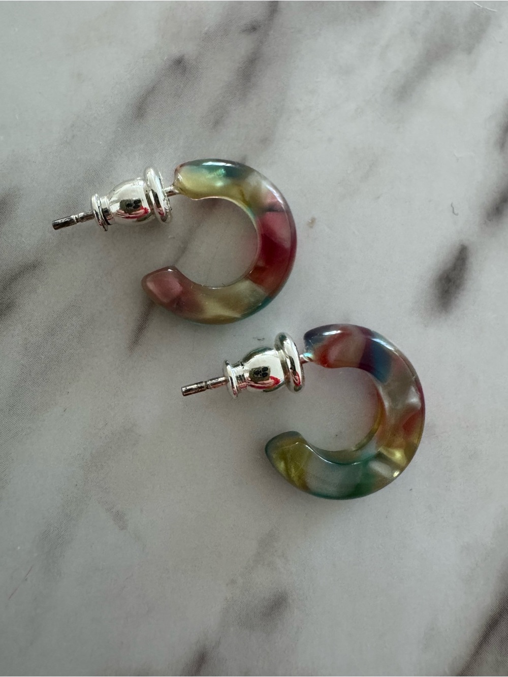 Multicolor rainbow acetate Hoop Earrings - Colorful Garden hoops